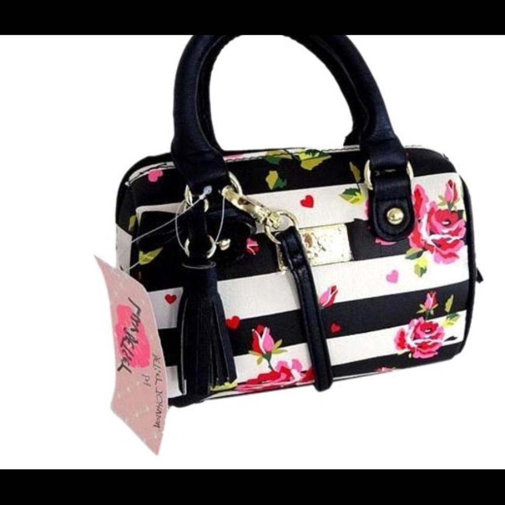 Floral Striped Betsey Johnson Crossbody Purse